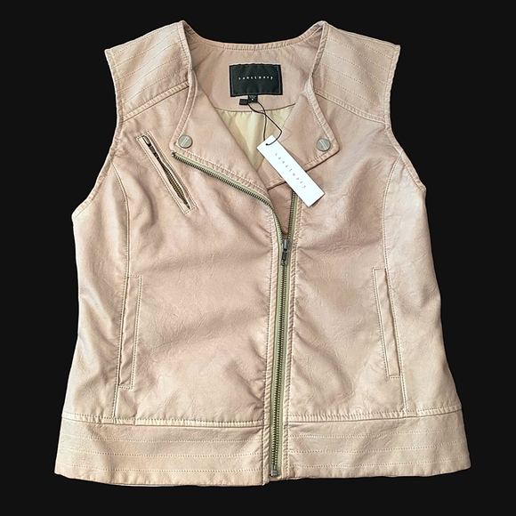 NWT Buy It Now PRICE Sanctuary vegan leather beige cream blush vest - Picture 2 of 10